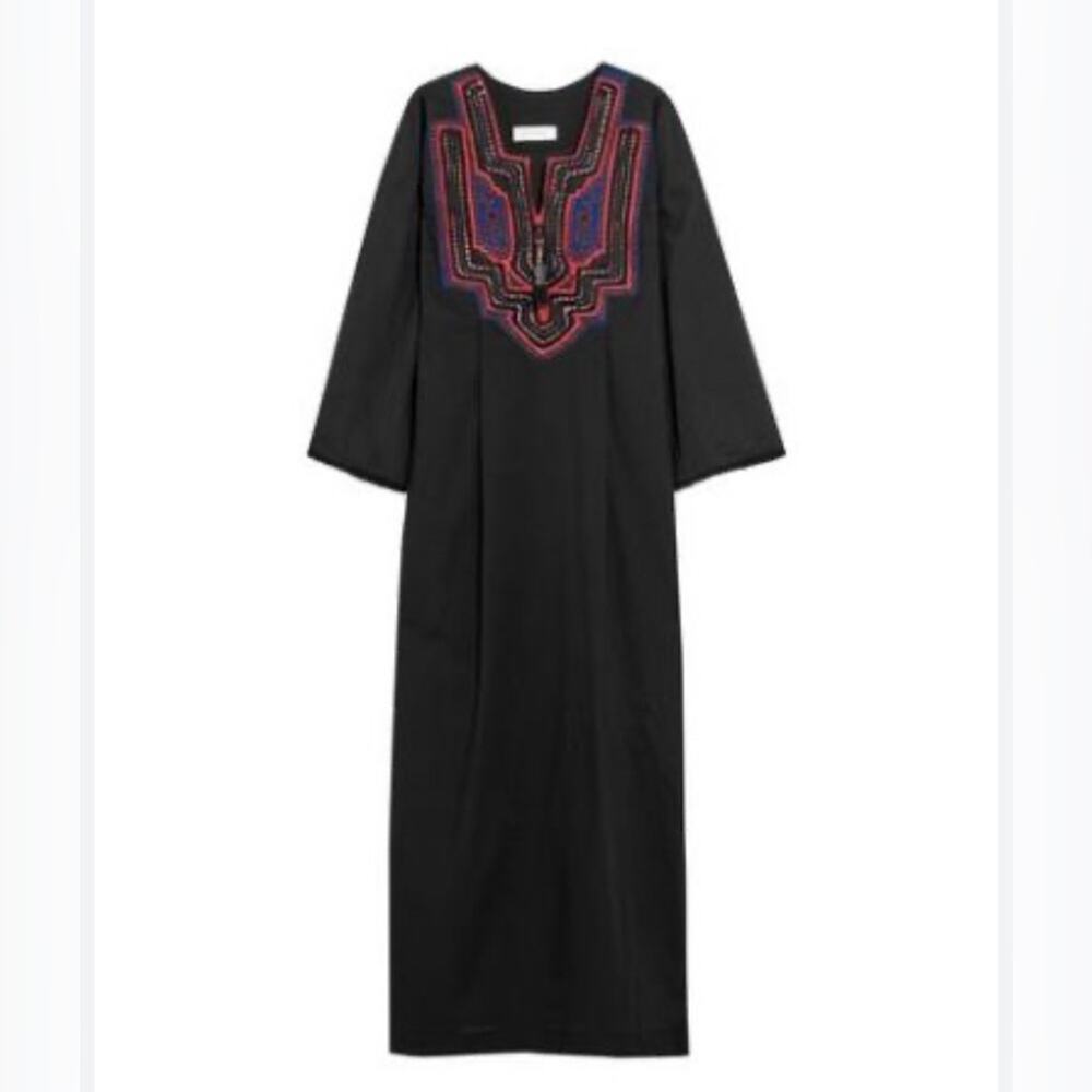 Celia Dragouni Embroidered Long-Sleeve Maxi Dress Medium